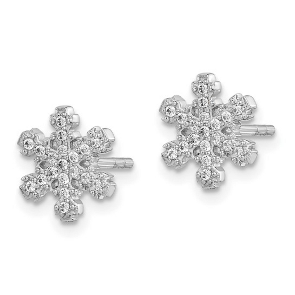 CZ Sterling Silver Snowflake Earrings