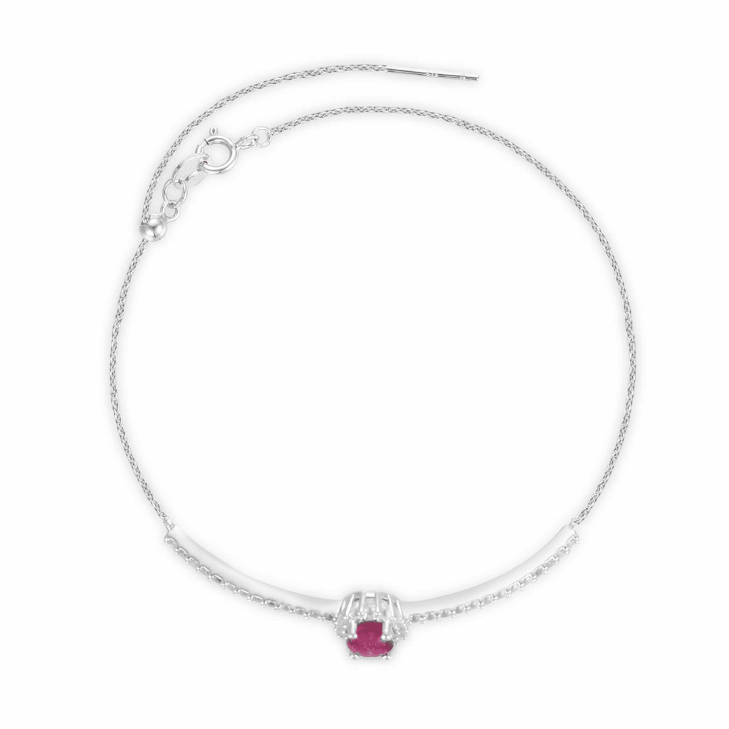 Ruby Solitaire Rhodium Plated Bracelet Fine Color Jewels 925-Sterling-Silver, bracelet, dla-dm-discount-all-143240, dla-dm-discount-all-144372, dla-dm-discount-all-154898, Emerald, Genuine Emerald, Green, New, Oval, Solitaire, White