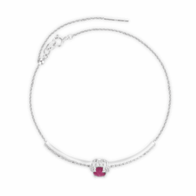 Load image into Gallery viewer, Ruby Solitaire Rhodium Plated Bracelet Fine Color Jewels 925-Sterling-Silver, bracelet, dla-dm-discount-all-143240, dla-dm-discount-all-144372, dla-dm-discount-all-154898, Emerald, Genuine Emerald, Green, New, Oval, Solitaire, White