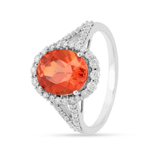 Load image into Gallery viewer, oval cut solitaire ring for women, orange sapphire gemstone ring for women