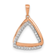 Load image into Gallery viewer, 14k Rose Gold Lab Grown Diamond Pendant, Open Double Triangle PendantI, rose gold jewelry