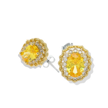 Load image into Gallery viewer, oval citrine studs, elegant stud designs, buy citrine jewelry online