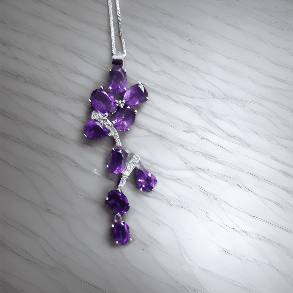 amethyst and CZ pendant, Sterling silver jewelry, mothers day gift, gift for her, valentines day gift