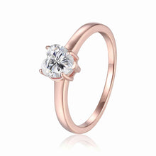 Load image into Gallery viewer, Heart Moissanite Solitaire Ring in Rose Gold Plated Sterling Silver - FineColorJewels