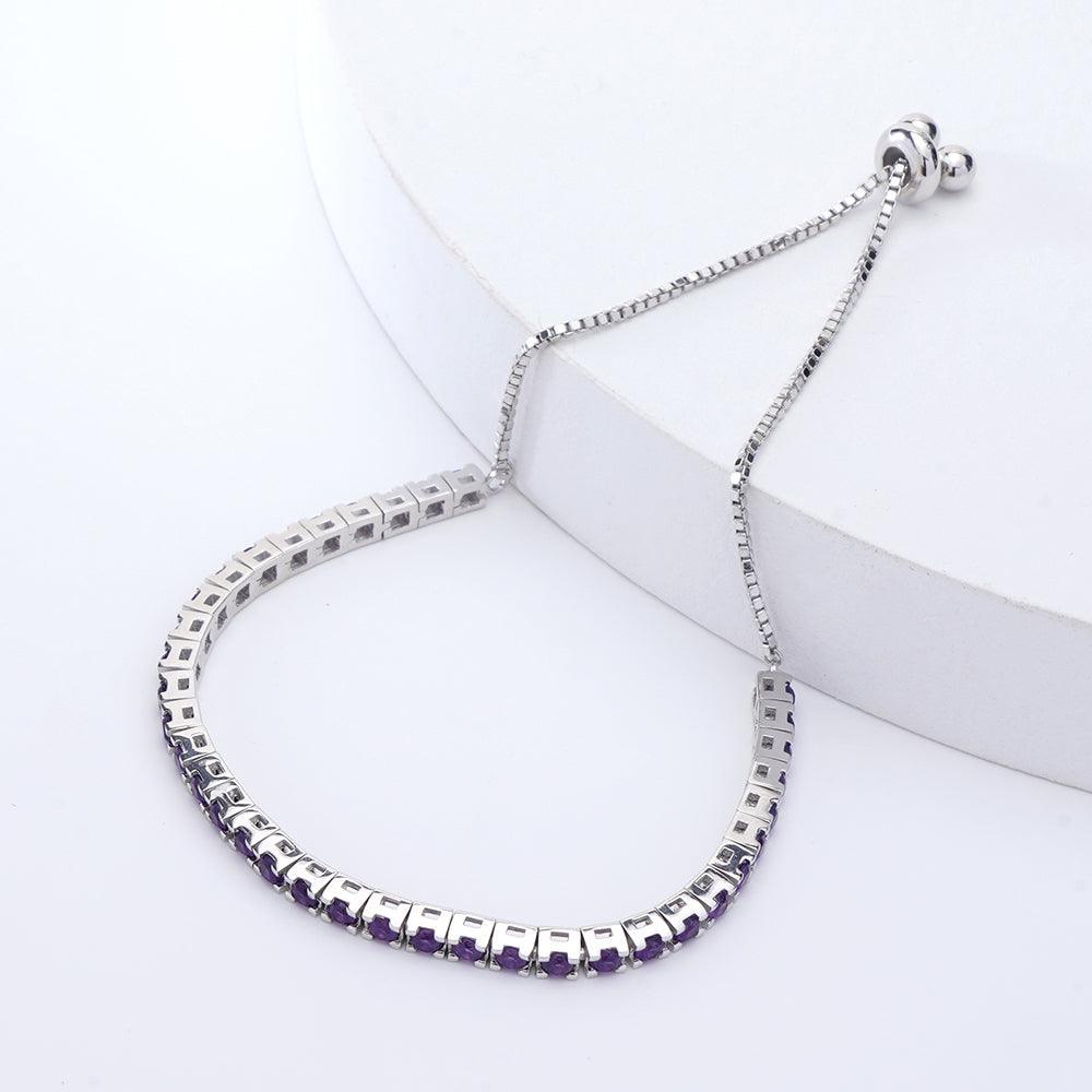 Natural Dark Amethyst Tennis Bolo Bracelet - FineColorJewels