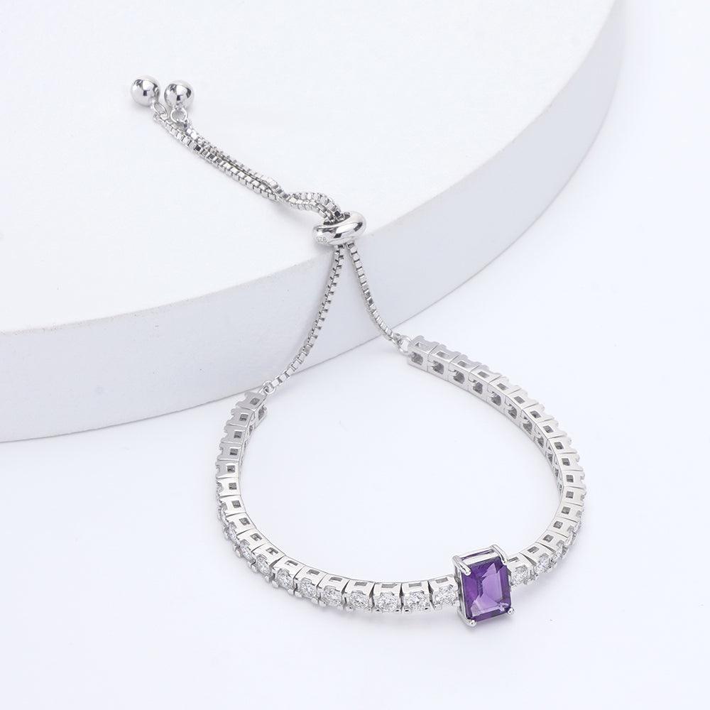 Natural Octagoan Dark Amethyst Bracelet Gift for her - FineColorJewels