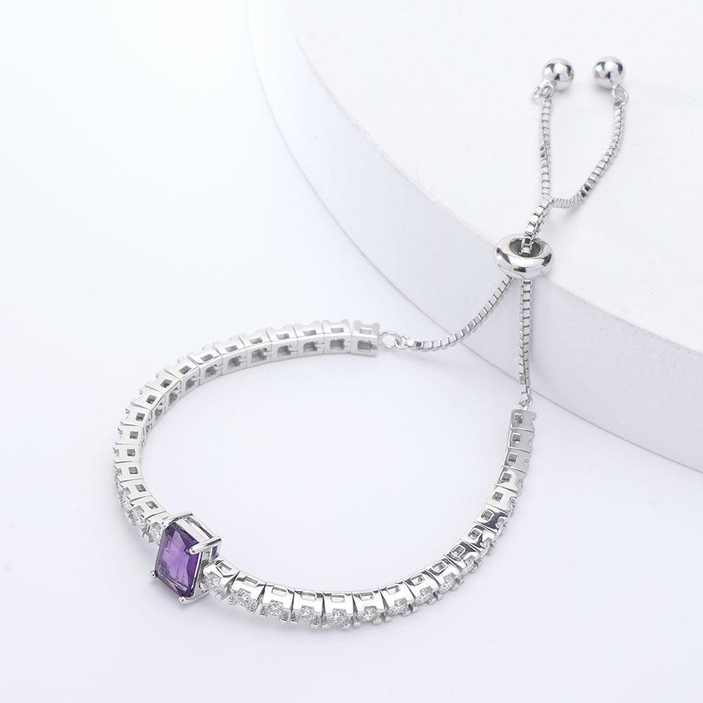 Natural Octagoan Dark Amethyst Bracelet - FineColorJewels