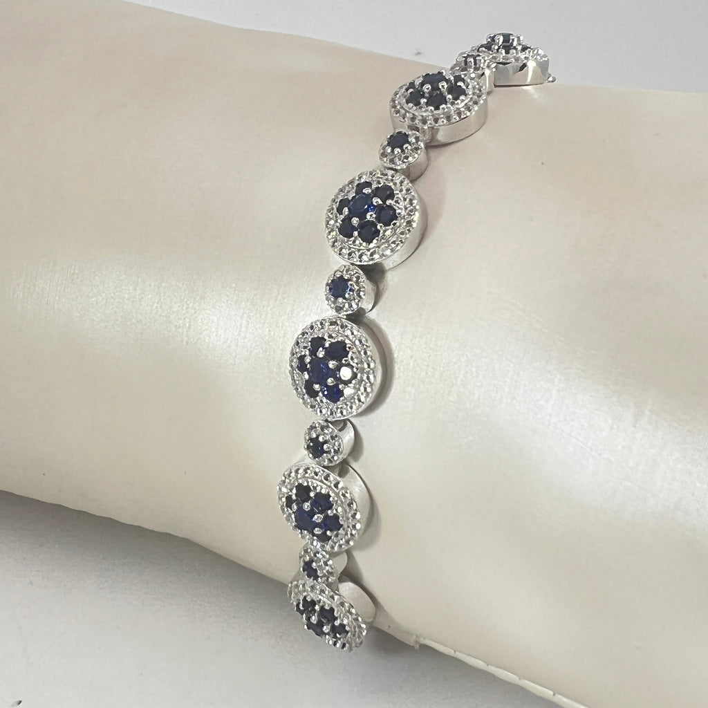 Lab Grown Blue Sapphire Halo Tennis Bracelet