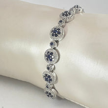 Load image into Gallery viewer, Lab Grown Blue Sapphire Halo Tennis Bracelet