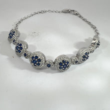 Load image into Gallery viewer, Lab Grown Blue Sapphire Halo Tennis Bracelet