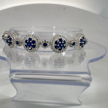 Load image into Gallery viewer, Lab Grown Blue Sapphire Halo Tennis Bracelet