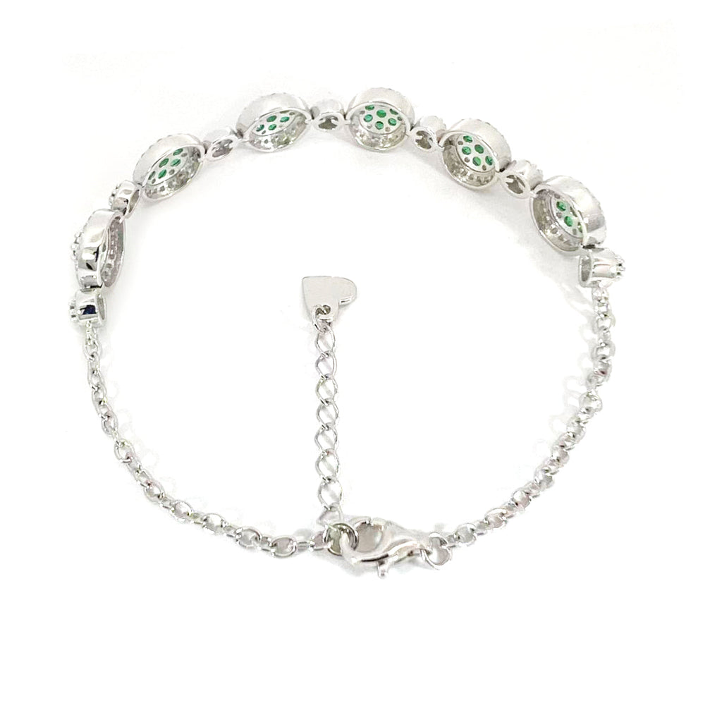 Lab Grown Emerald  White Halo Bracelet