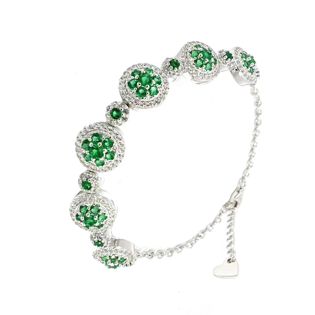 Lab Grown Emerald  White Halo Bracelet