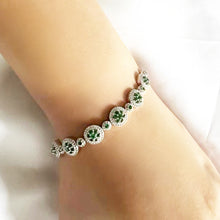 Load image into Gallery viewer, Lab Grown Emerald  White Halo Bracelet