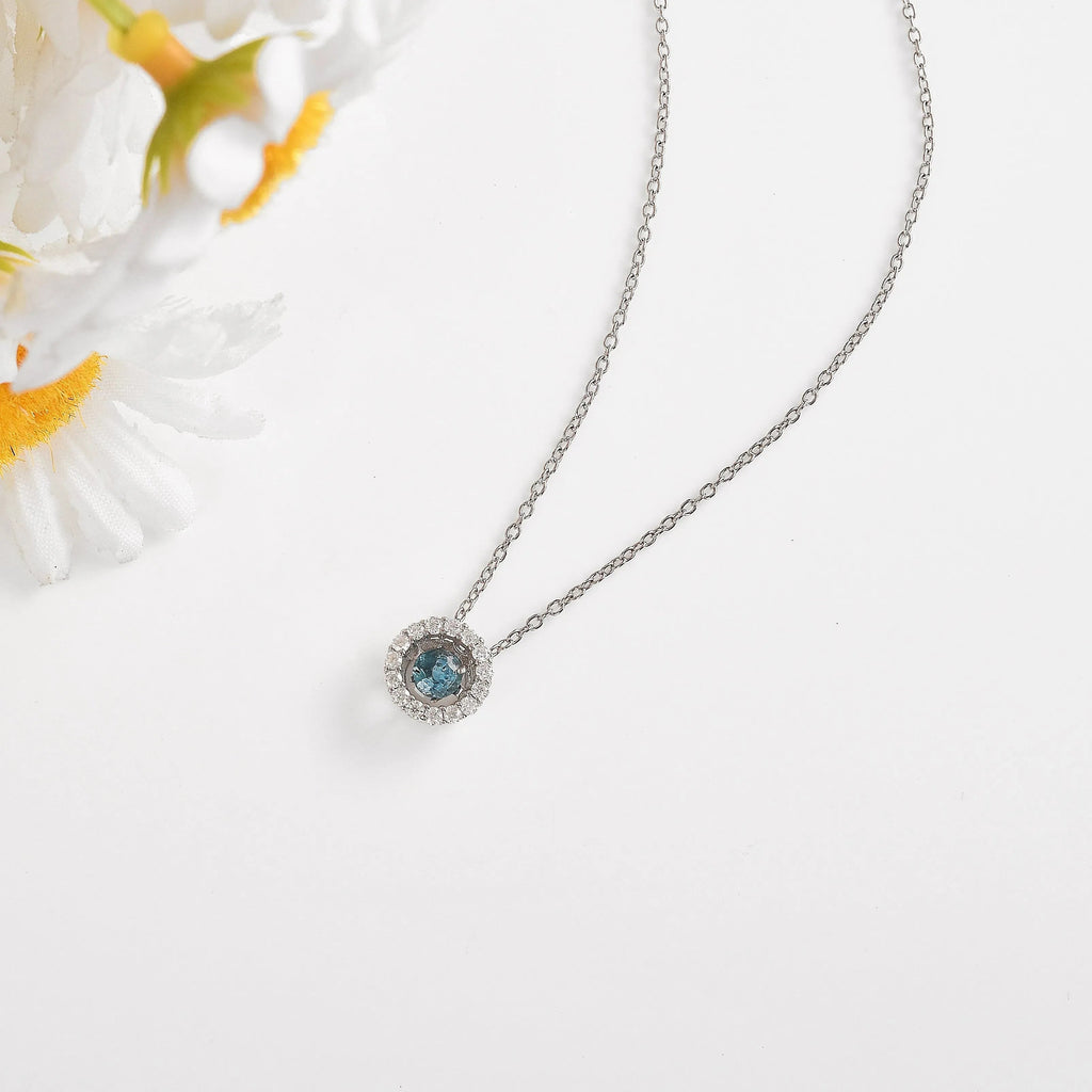 Natural Blue Topaz Dancing Stone Necklace