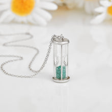 Load image into Gallery viewer, Natural Emerald Hourglass Pendant Necklace