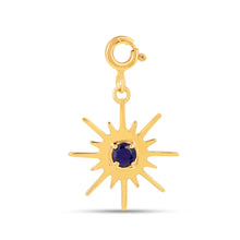 Load image into Gallery viewer, Sun Charm Sapphire Pendant Fine Color Jewels 18k Yellow Gold, best gift for girls, Christmas gift, Dainty Necklace, dla-dm-discount-all-154898, Gemstone Charm, gemstone pendant, Gift for Mom, gift from daughter, gift ideas for her, gifts for her, Mother&#39;s Day Gift, New Year gift, Summer Jewelry, Sun Charm Pendant, sunburst Charm, Tiny Sun Charms, Valentine&#39;s Day gift