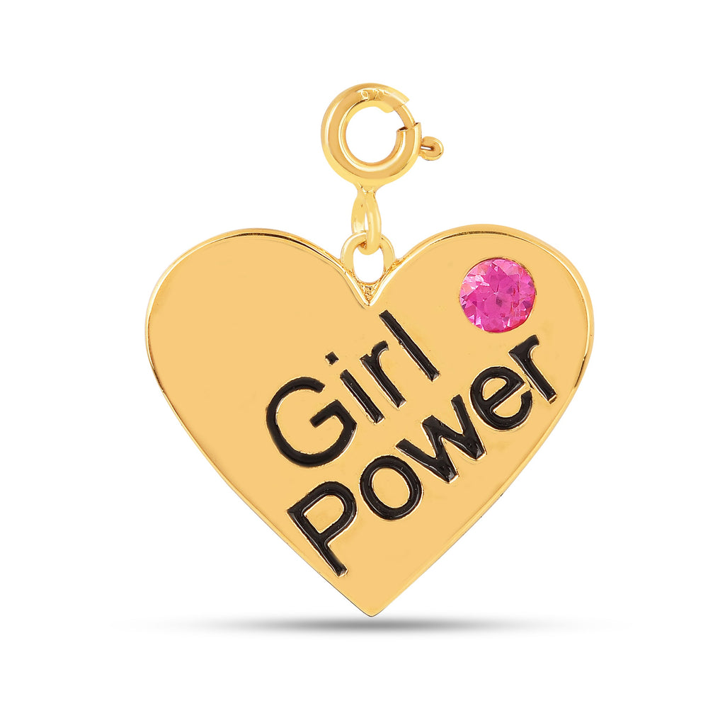 Girl Power Heart Charm Pendant