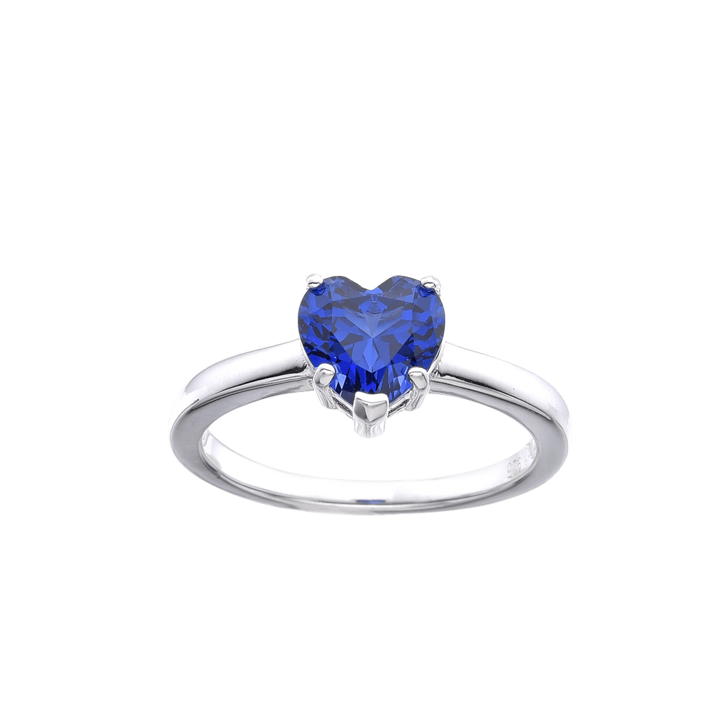 Blue Sapphire Heart Ring Created Blue Diamond Heart Ring September Birthday Ring  - FineColorJewels