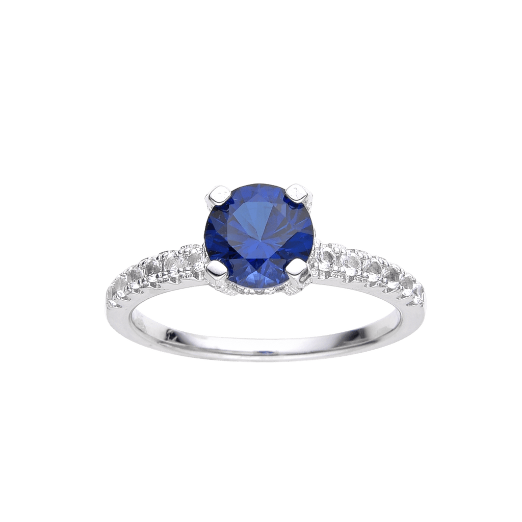  Blue Sapphire Ring Blue Solitare Engagement Ring September Birthday Gift Silver Ring for Her  FineColorJewels