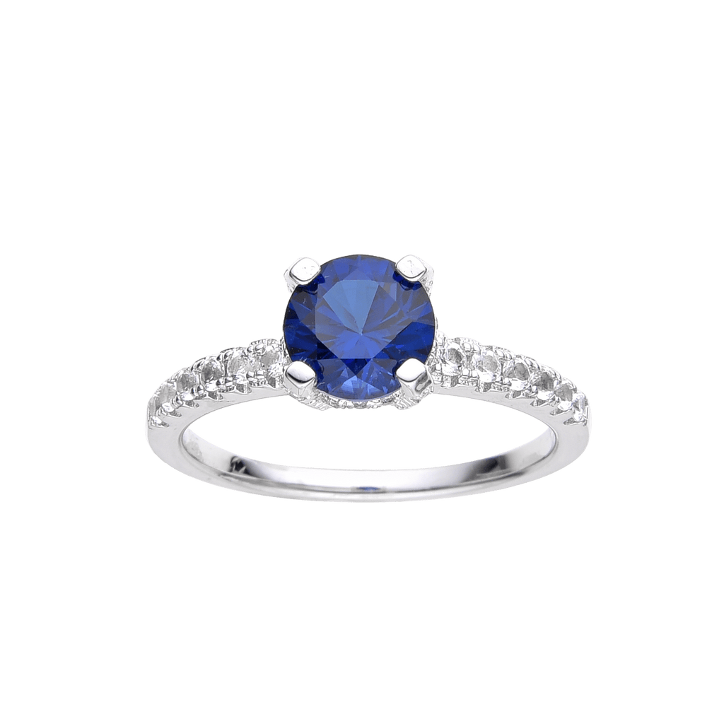  Blue Sapphire Ring Blue Solitare Engagement Ring September Birthday Gift Silver Ring for Her  FineColorJewels