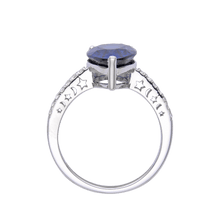 Load image into Gallery viewer, Blue Diamond Silver Engagement Ring Gift for Her- FineColorJewels