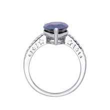 Load image into Gallery viewer, Blue Diamond Silver Engagement Ring Gift for Her- FineColorJewels