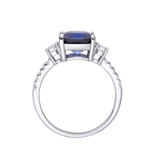 Load image into Gallery viewer,  Created Blue Diamond Cushion Cut Engagement Ring  - FineColorJewels