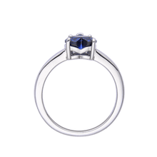 Load image into Gallery viewer, Blue Sapphire Heart Ring Created Blue Diamond Heart Ring September Birthday Ring Gift for Women Valentine&#39;s Day Blue Heart Promise Ring Gift - FineColorJewels