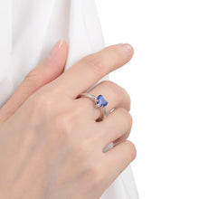 Load image into Gallery viewer, Blue Sapphire Heart Ring Created Blue Diamond Heart Ring  - FineColorJewels