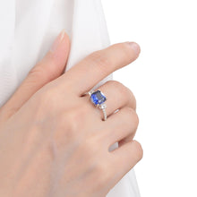 Load image into Gallery viewer, Blue Sapphire Ring Created Blue Diamond Engagement Ring- FineColorJewels