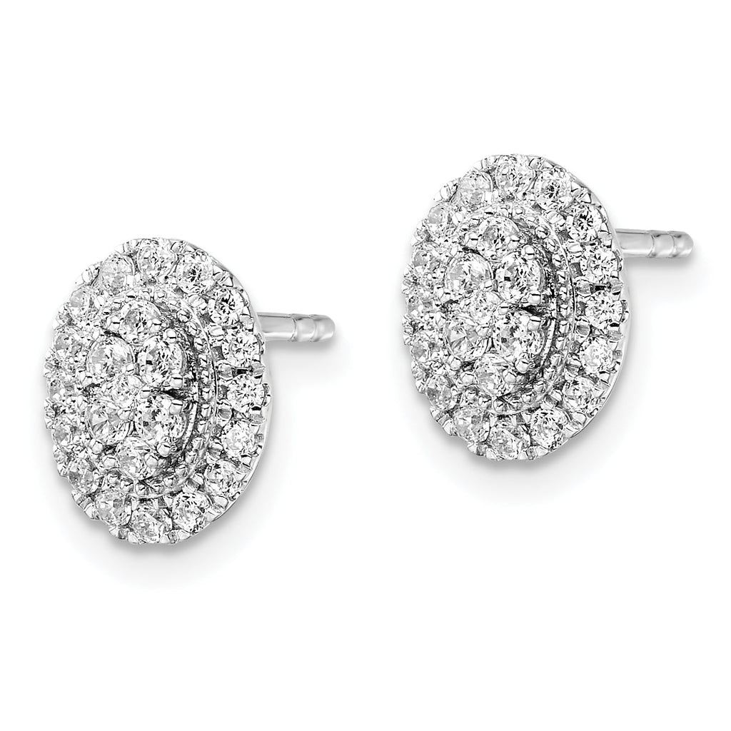 14K White Gold Lab Diamond Halo Stud Earrings