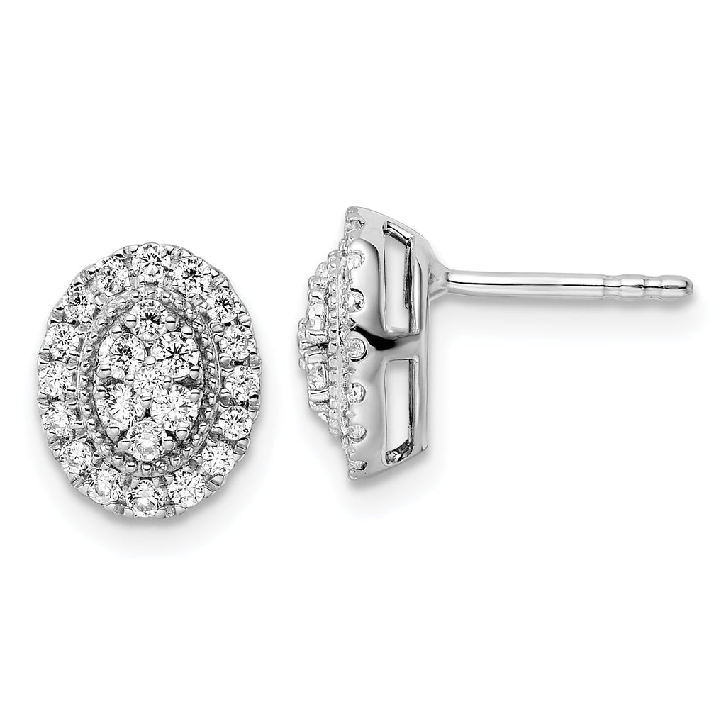 14K White Gold Lab Diamond Halo Stud Earrings