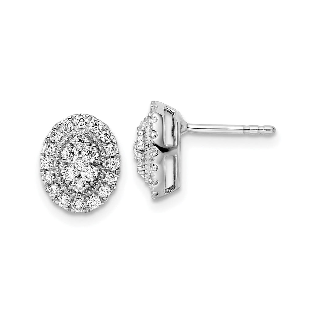 14K White Gold Lab Diamond Halo Stud Earrings