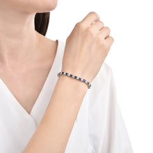 Load image into Gallery viewer, Lab-Grown Blue and White Square Sapphire Bracelet September Birthstone Wedding Bracelet