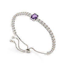 Load image into Gallery viewer, Natural Octagoan Dark Amethyst Bracelet Natural Dark Amethyst Bracelet With Moissanite- FineColorJewels