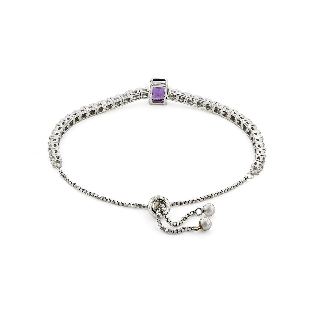 Natural Octagoan Dark Amethyst Bracelet - FineColorJewels