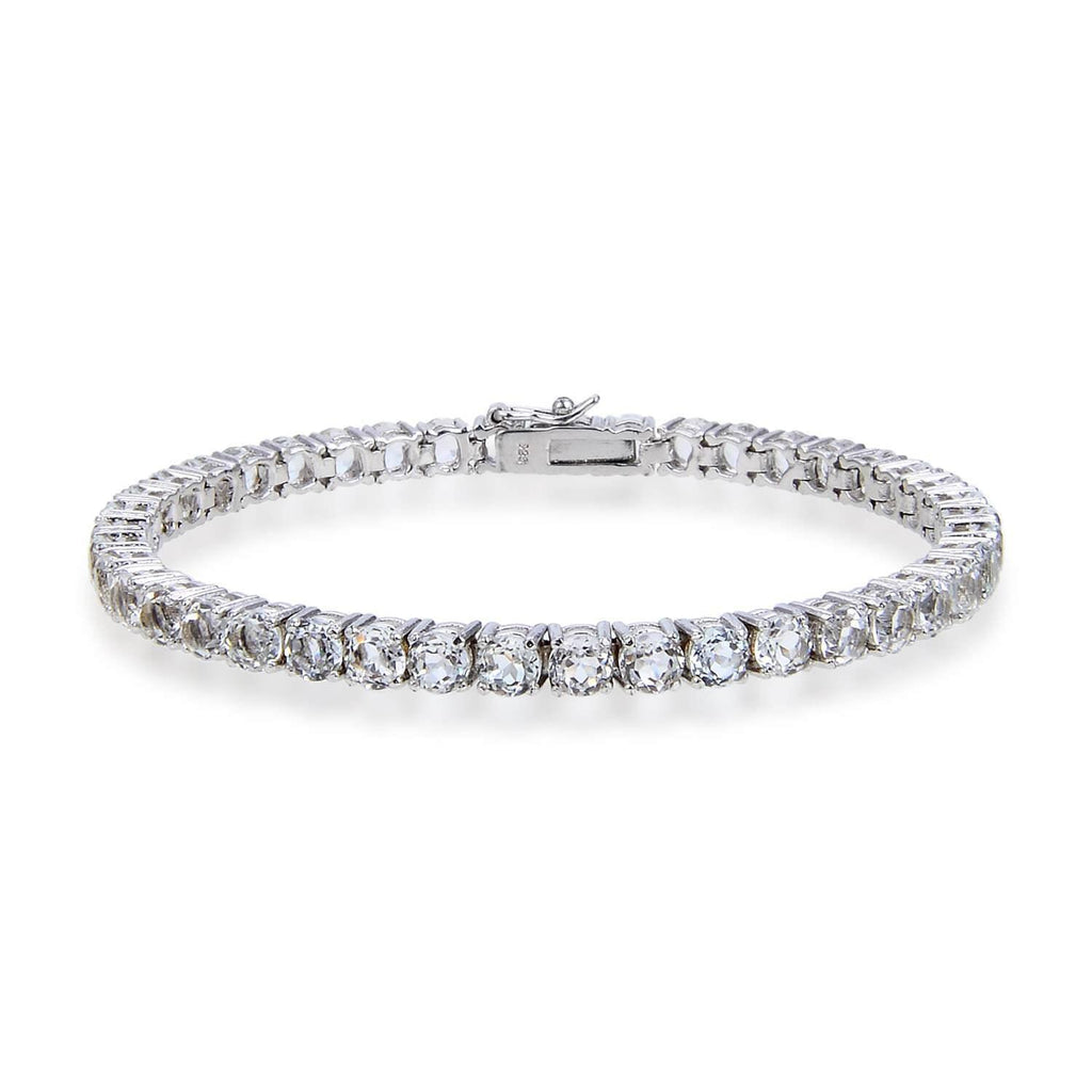 Petite Sterling Silver White Topaz Bracelet, $ 150 - 200, White Topaz, Round, White, 925 Sterling Silver, Tennis