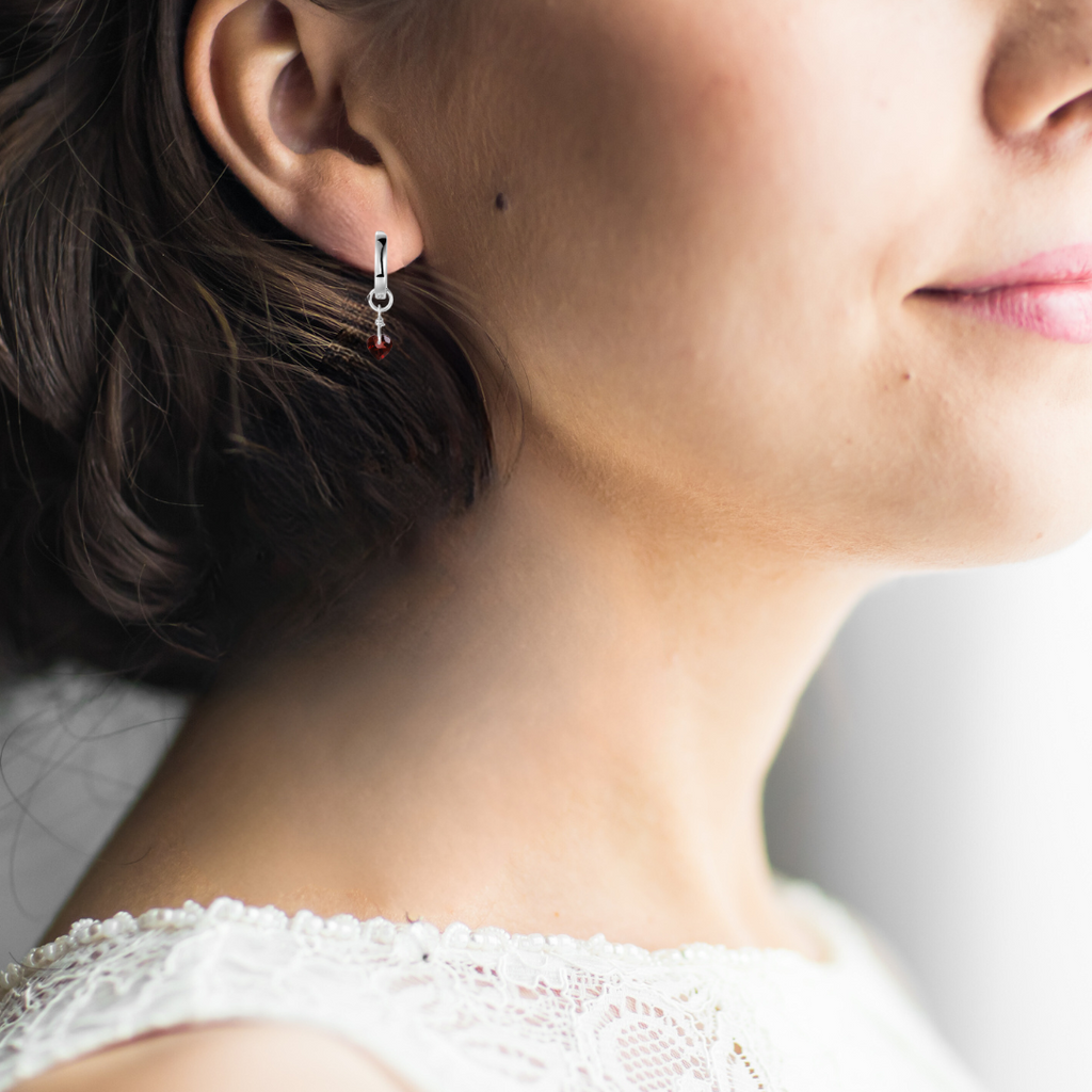 Garnet Heart Earrings