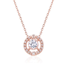 Load image into Gallery viewer, Signature Round Rose Gold White Topaz Necklace.
$ 50 &amp; Under, White Topaz, White, Round, 925 Sterling Silver Ð Gold Plated Rose, Halo