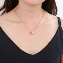Load image into Gallery viewer, Signature Round Rose Gold White Topaz Necklace.
$ 50 &amp; Under, White Topaz, White, Round, 925 Sterling Silver Ð Gold Plated Rose, Halo