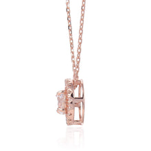 Load image into Gallery viewer, Signature Round Rose Gold White Topaz Necklace.
$ 50 &amp; Under, White Topaz, White, Round, 925 Sterling Silver Ð Gold Plated Rose, Halo