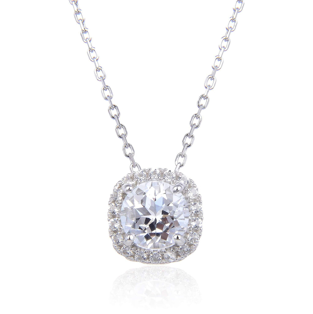 Signature Round White Topaz Pendant.
$ 50 & Under, White Topaz, White, Round, 925 Sterling Silver, Halo