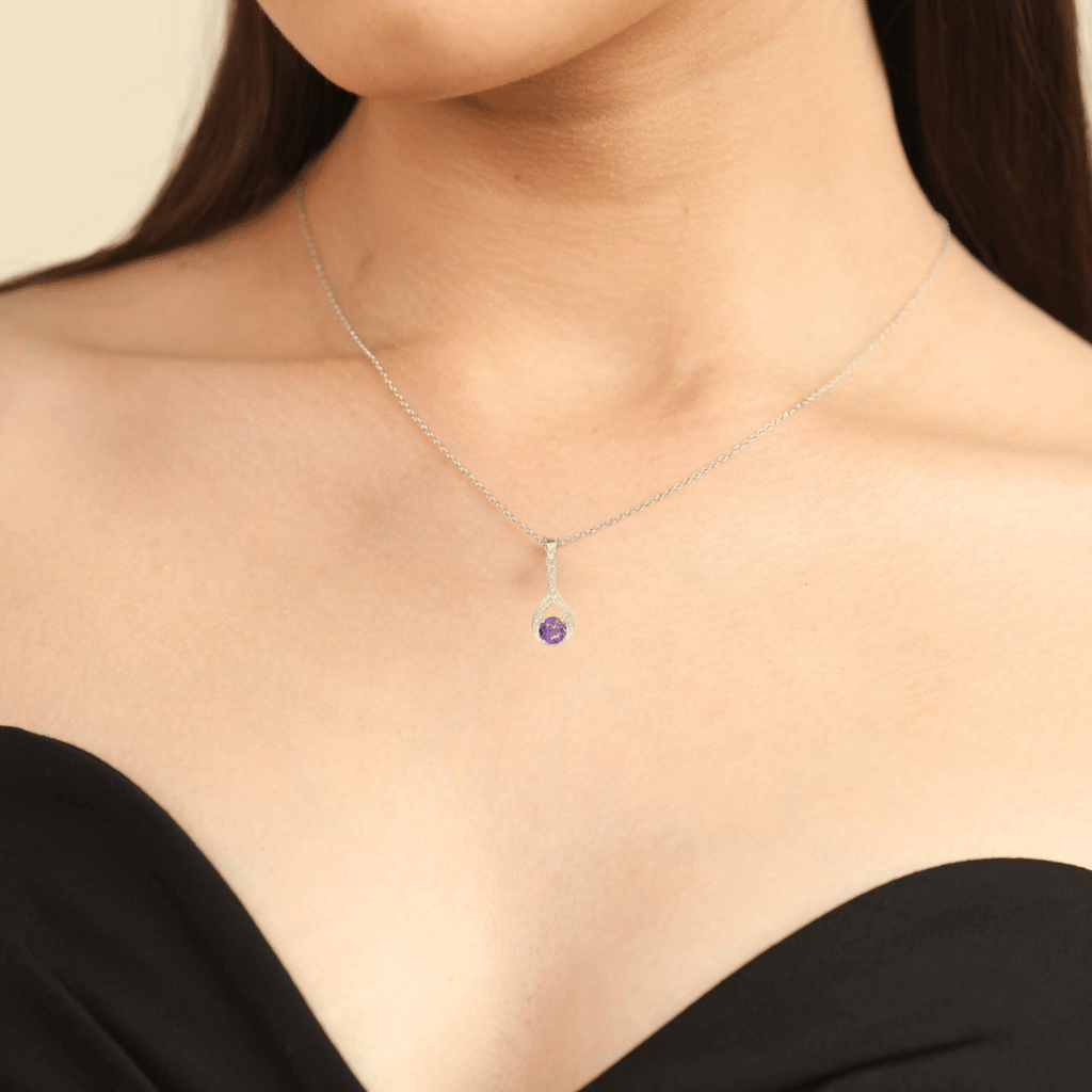 Amethyst Round Pendant Necklace