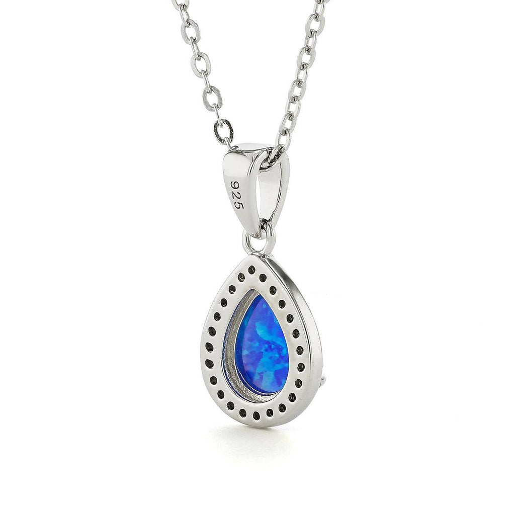 blue opal pendant blue pendant necklac October Birthdaygift libra birthday gift scorpio birthdaygift blue jewelry gift teardrop blue opal pearshaped pendant bright blue jewlery BlueOpal Pendant Anniversary Gift Engagement Gift Blue Opal Teardrop Pendant Necklace - FineColorJewels