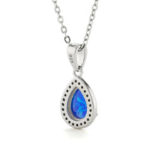 Load image into Gallery viewer, blue opal pendant blue pendant necklac October Birthdaygift libra birthday gift scorpio birthdaygift blue jewelry gift teardrop blue opal pearshaped pendant bright blue jewlery BlueOpal Pendant Anniversary Gift Engagement Gift Blue Opal Teardrop Pendant Necklace - FineColorJewels