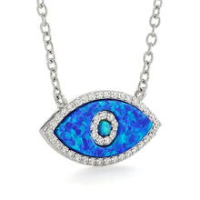 Load image into Gallery viewer, Lab Grown Blue Opal Evil Eye Protection Necklace Marquise Blue Opal Evil Eye Necklace - FineColorJewels