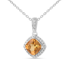 Load image into Gallery viewer, Natural Citrine Cushion Halo Pendant Necklace