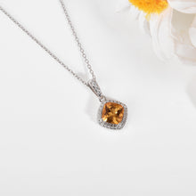 Load image into Gallery viewer, Natural Citrine Cushion Halo Pendant Necklace