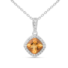 Load image into Gallery viewer, Natural Citrine Cushion Halo Pendant Necklace